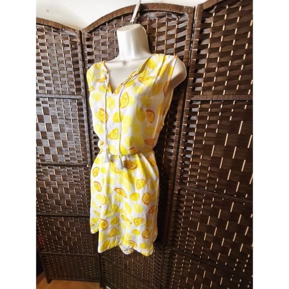 Beach Lunch Lounge Womens Yellow Summer Maxi Sleeveless Dress pullover Size L - Picture 4 of 12